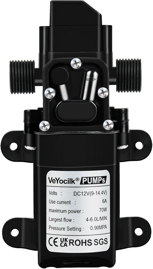 DC 12V Diaphragm Water Pump,1Gpm, (4L/Min) 131Psi,Fresh Water Pump,Self Priming Sprayer Pump with Pressure Switch for RV Camper,Boat,Garden,Lawn,Water Tank