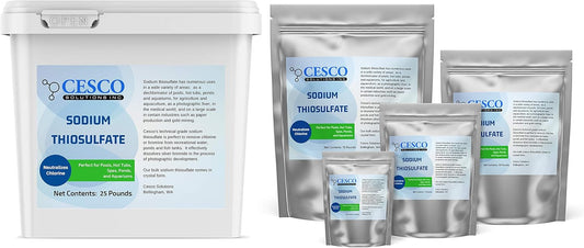Sodium Thiosulfate Pentahydrate 5 Lbs by Cesco Solutions - for Pools, Aquarium, Pond, Hot Tubs