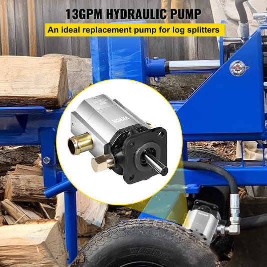 Hydraulic Wood Splitter Pump 3000 PSI 2 Stage Log Splitter Pump 13 GPM, Hydraulic Gear Pump 3600 RPM Aluminum Log Splitter Pumps 1/8" Keyed Shaft for Gas Log Splitters/Hydraulic Power Units