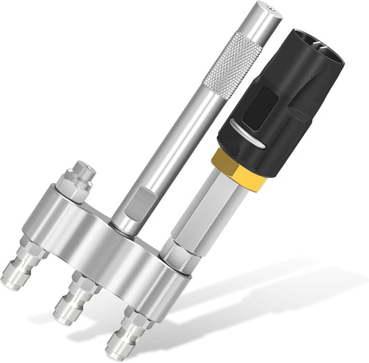M5 Twist Nozzle,3-7 GPM Three-In-One Adjustable Downstream Soft Wash Nozzle,1/4" Quick Connect, High Reach Spray Nozzle,0 to 60° Spray Pattern,Adjustable Shooter Tips