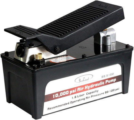 BESTOOL Air Hydraulic Pump - 10,000 PSI Hydraulic Foot Pump Pressure 1/2 Gal Reservoir Air Hydraulic Pump Air Actuated Treadle Foot Pump (Single Acting) Black