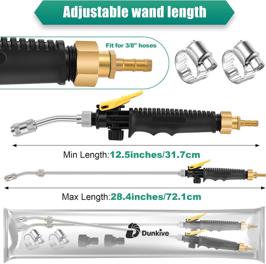 29 Inch Sprayer Wand Replacement Stainless Steel 3/8 Brass Barb Universal Water Spray Parts Metal Adjustable Nozzle Sprayer Wand with Shut off Valve(2 Set)