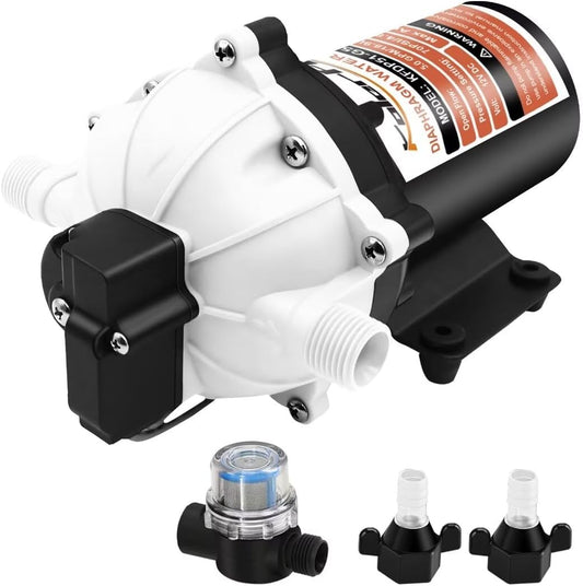 [Upgraded Version]12V Rv Water Pump,Water Transfer Pump,7.0Gpm 70Psi Self-Priming Diaphragm Water Pump with Pressure Switch and Strainer for Rv Marine Yacht Lawn Garden