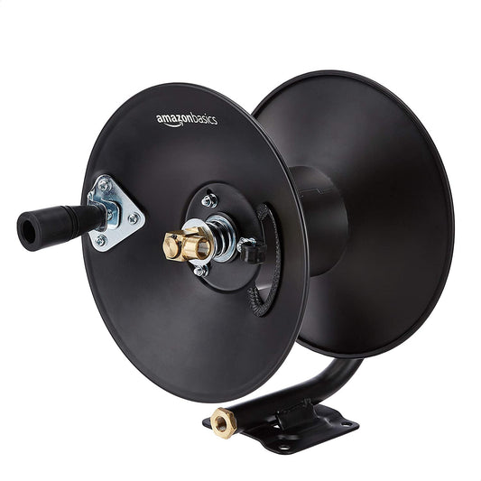 Retractable Air Hose Reel - Fits 3/8-Inch × 50-Feet Air Compressor Hoses, Hoses Excluded, Not for Water/Pressure Washers, 300PSI, Black