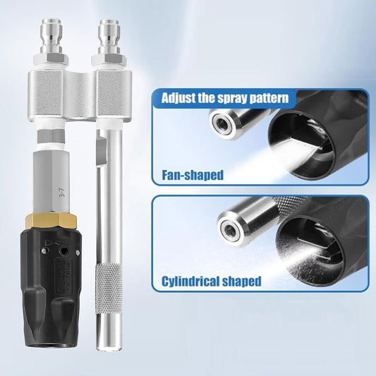 Pressure Washer Chemical Tip M5 Nozzles, 0 to 60° Adjustable, Long Reach Soap Nozzle, 3-7 GPM 1000-6000Psi 1/4In Fast Connect Downstream Soft Wash Nozzle for Washing Windows, Roofs