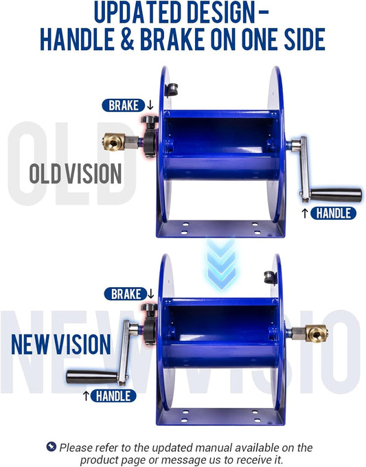 Pressure Washer Hose Reel 150Ftx3/8”, Manual Power Washer Hose Reel 300Ftx1/4” with M22 Fitting, 4500PSI Heavy Duty Hose Reel for Water, High Pressure Washer Reel with Trailer/Wall/Van Mount