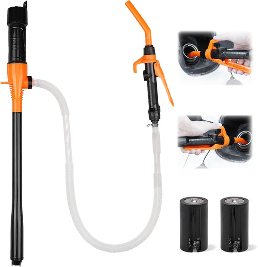 Electric Fuel Transfer Pump Battery Operated – 2.2 GPM Portable Siphon Pump with Flow Control, Dual Battery Option, for Gas, Diesel, Water, Oil, Fits 3-5 Gallon Cans