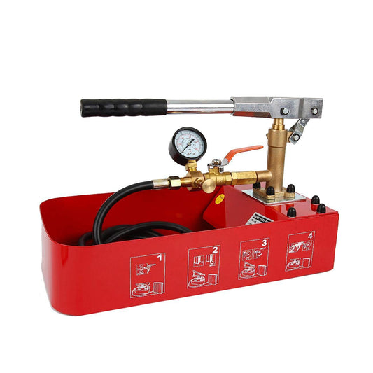 Hydrostatic Tester, Hydraulic Manual Water Pressure Test Pump, 5Mpa Pipe Leakage Pressure Tester with Gauge & 2 Gallon Tank