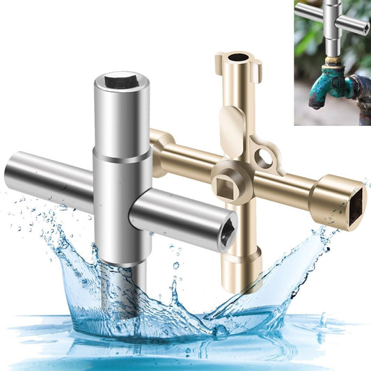 2PCS 4-Way and 6-Way Multifunctional Water Sillcock Key Wrench,Plated Steel Water Wrench Keys,Utility Key Kit for Faucet, Spigots and Valve O-089