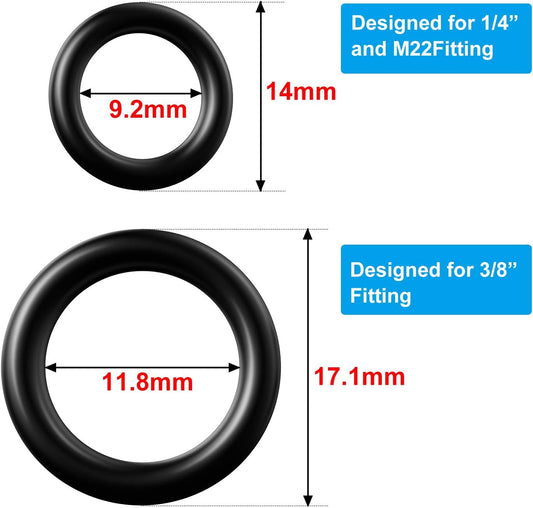 50 Pieces Power Pressure Washer O-Rings Replacement for 1/4 Inch, 3/8 Inch, M22 Quick Connect Coupler
