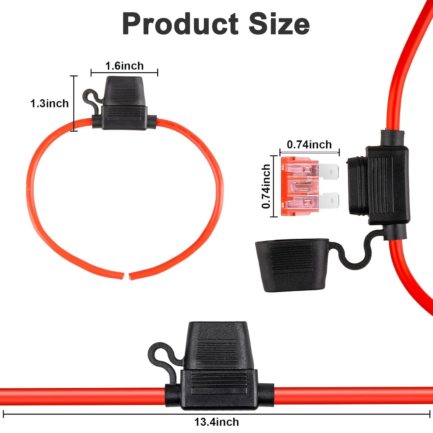 4PCS Inline Fuse Holder, 10 Gauge in Line Blade Fuse Holders with 12V 40 AMP Inline Fuse, Professional ATC Standard Car Automotive Marine Waterproof Fuse Holder