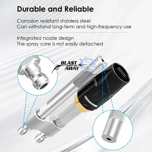 Blast away M5 Twist Nozzle for Pressure Washer Adjustable Stainless Steel Pressure Washer Nozzle - 304 Material, 5000 PSI 3-7 GPM Long-Range Spray