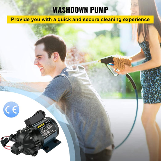 Washdown Pump, 12V DC, 7 GPM 60 PSI, Max. 10 FT Lift Self Priming Water Pump, W/Epdm Valve, Universal Salt Water Strainer & Female/Male Thread, for RV, Marine Deck, Yacht
