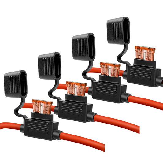 10 Gauge Fuse Holder - 10 AWG Inline Fuse Holder with 40 AMP ATC Blade Fuses (4Pack)