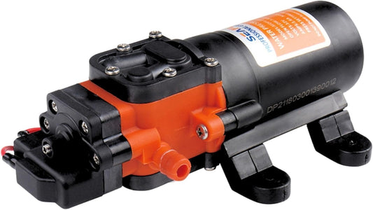 21-Series Water Pressure Diaphragm Pump - 12V DC, 1.2 GPM, 35 PSI with Adjustable Pressure Switch, Self-Priming, Quiet Operation for RV, Boat, and Off-Grid Applications