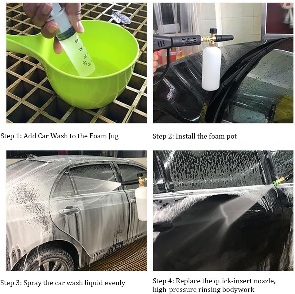 Foam Cannon, 1L Adjustable Snow Foam Lance with 1/4 Inch Quick Connector Power Washer Foam Cannon for Pressure Washer