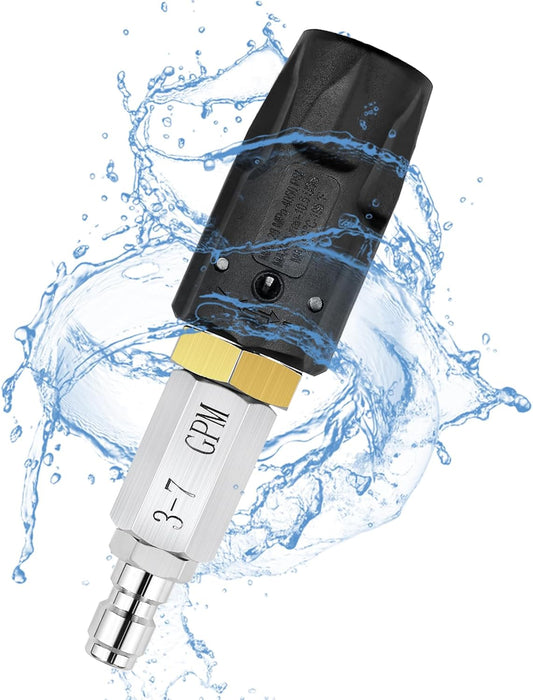 Adjustable Downstream Soft Wash Nozzle， Twist Nozzle 0 to 60° Spray Pattern with Low to High Reach， for Elevated Areas and Hard to Reach， for Use with Pressure Washer 3-7 GPM
