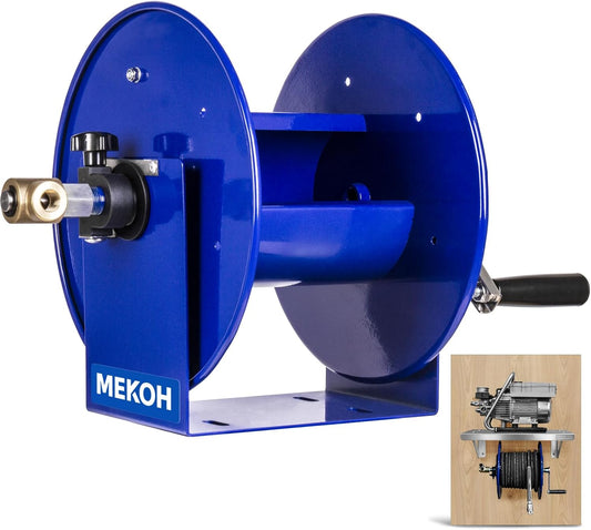 Pressure Washer Hose Reel 150Ftx3/8”, Manual Power Washer Hose Reel 300Ftx1/4” with M22 Fitting, 4500PSI Heavy Duty Hose Reel for Water, High Pressure Washer Reel with Trailer/Wall/Van Mount