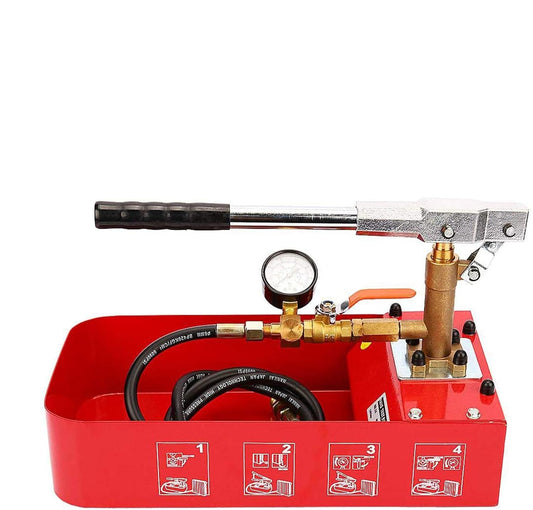 Hydrostatic Tester, Hydraulic Manual Water Pressure Test Pump, 5Mpa Pipe Leakage Pressure Tester with Gauge & 2 Gallon Tank