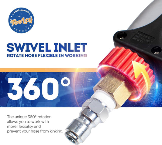 Pressure Washer Short Gun, Commercial 5000 PSI / 10.5 GPM with Nozzle Tips, 3/8" Swivel USA-NPT Thread X Quick Socket, Sturdy Design for Gas Power Washer
