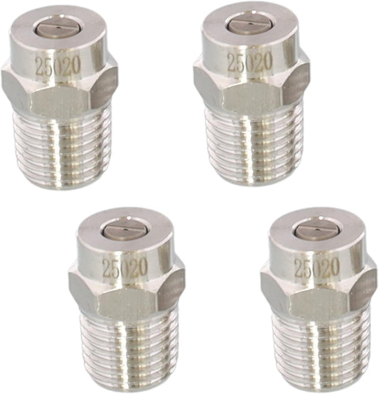 Surface Cleaner Tips | Stainless Steel 25 Degree 2.0 Orifice ¼” Male NPT for Surface Cleaner, Pressure Washer Broom & Undercarriage Washer | 4000 PSI | 4 Pack