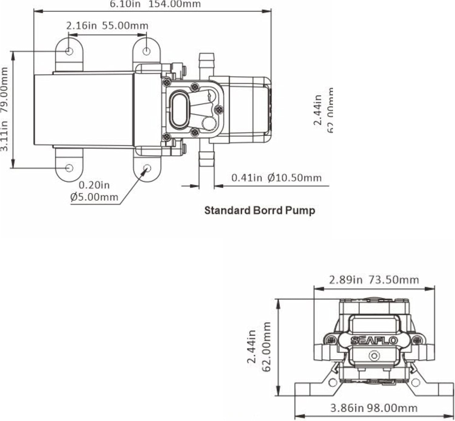 21-Series Water Pressure Diaphragm Pump - 12V DC, 1.2 GPM, 35 PSI with Adjustable Pressure Switch, Self-Priming, Quiet Operation for RV, Boat, and Off-Grid Applications