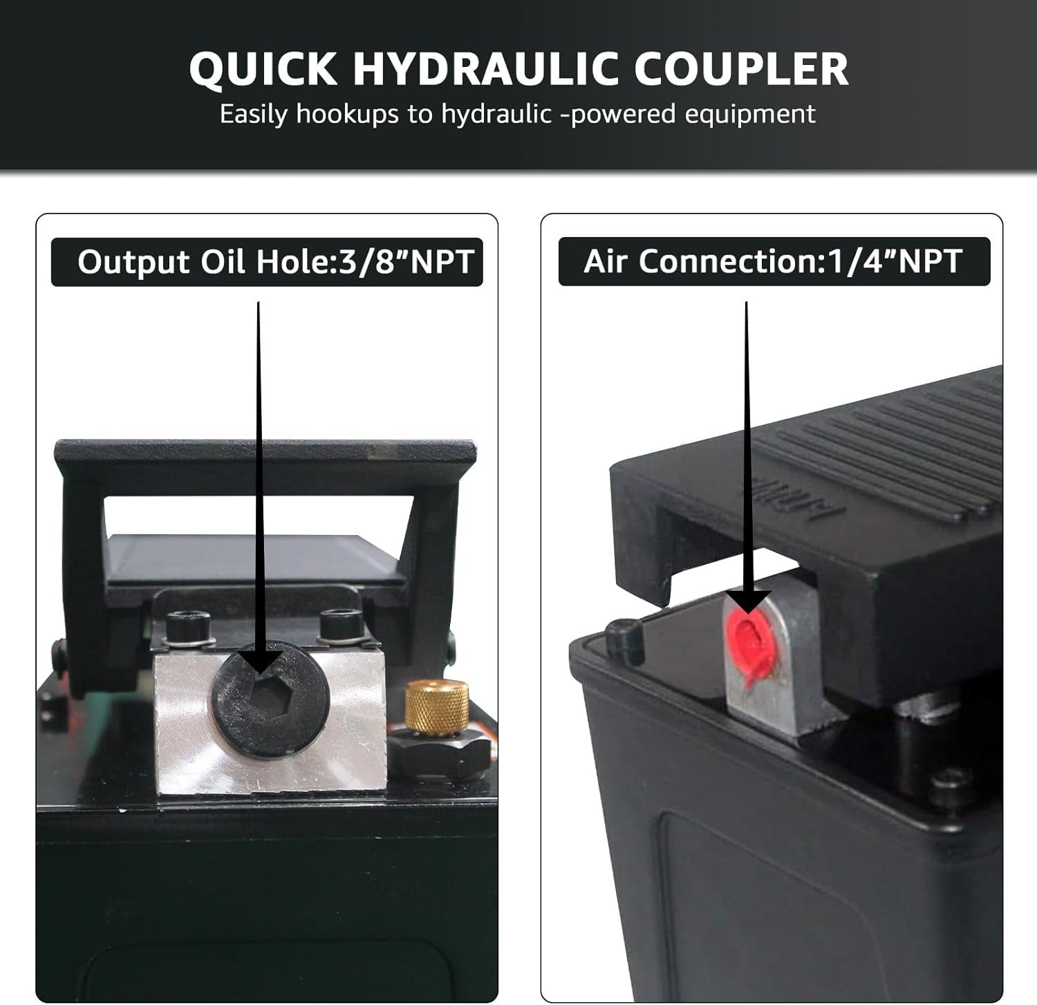 BESTOOL Air Hydraulic Pump - 10,000 PSI Hydraulic Foot Pump Pressure 1/2 Gal Reservoir Air Hydraulic Pump Air Actuated Treadle Foot Pump (Single Acting) Black